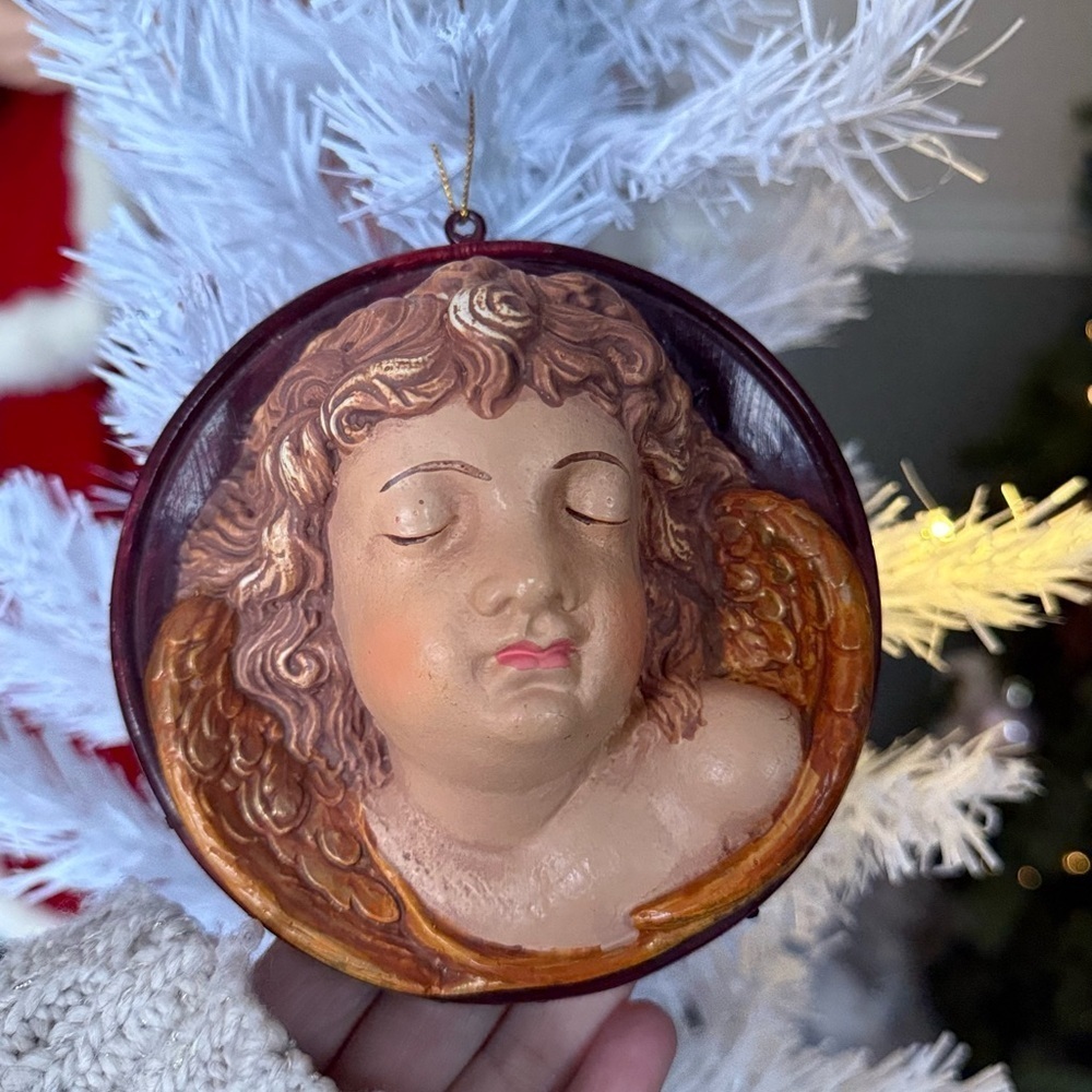 Vintage 1974 Elegant Angel Ornament with Gold and Brown Accents